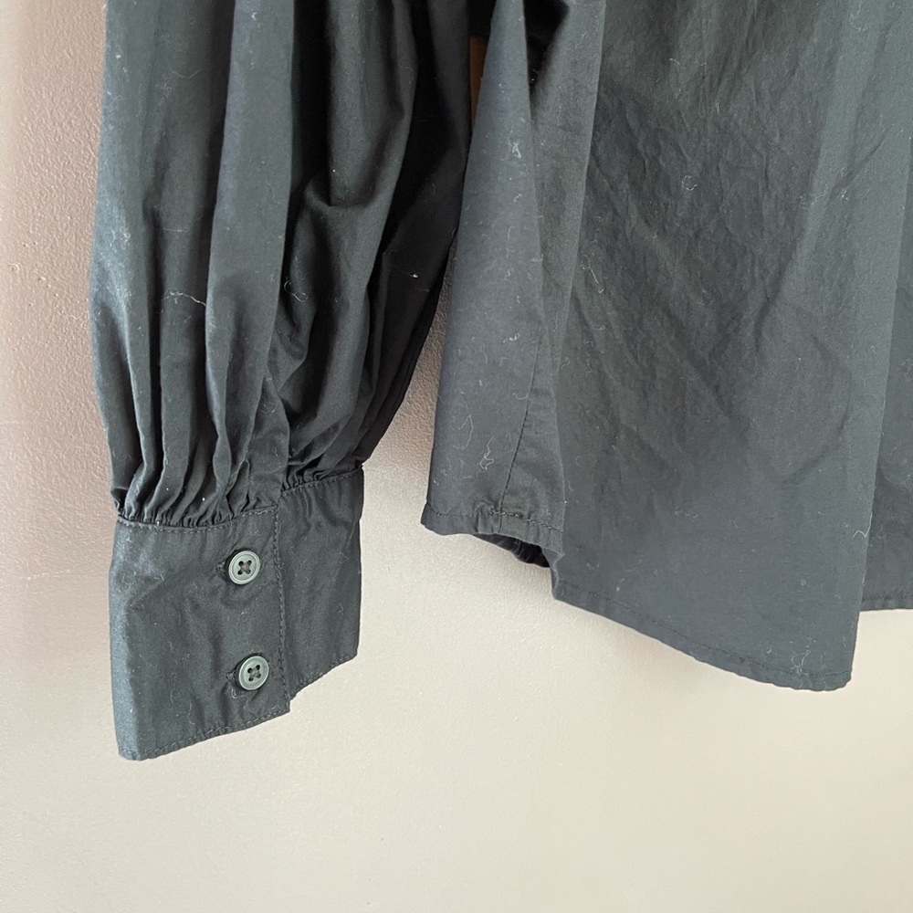 NWT Puff-Sleeve Henley Button Shirt Black Size XL - Picture 3 of 6